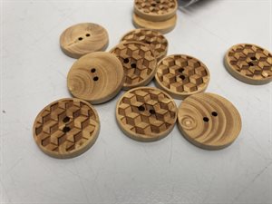 Træ knap - med bølge / zigzag mønster, 20 mm
